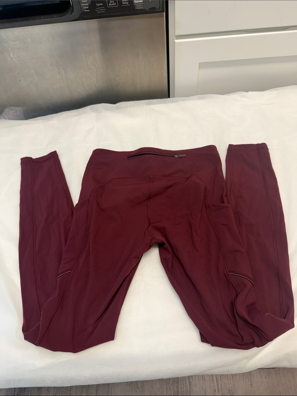 lululemon athletica Girls' Burgundy Performance Leggings with Back Zip Pocket
